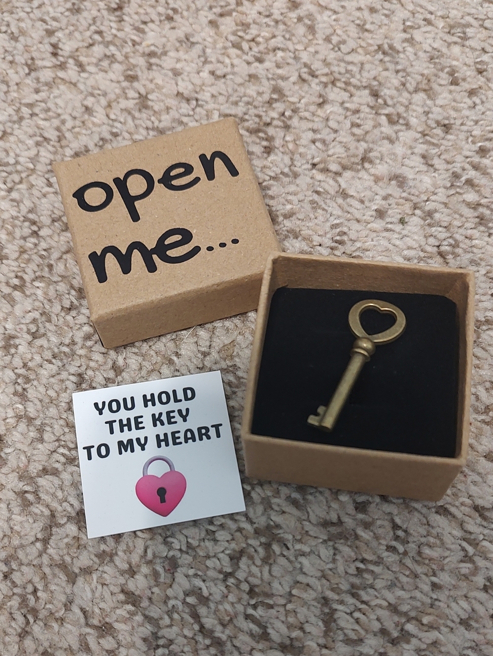 Heart Key Trinket in Antique Gold - Premium Gift Box